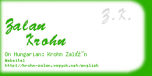 zalan krohn business card